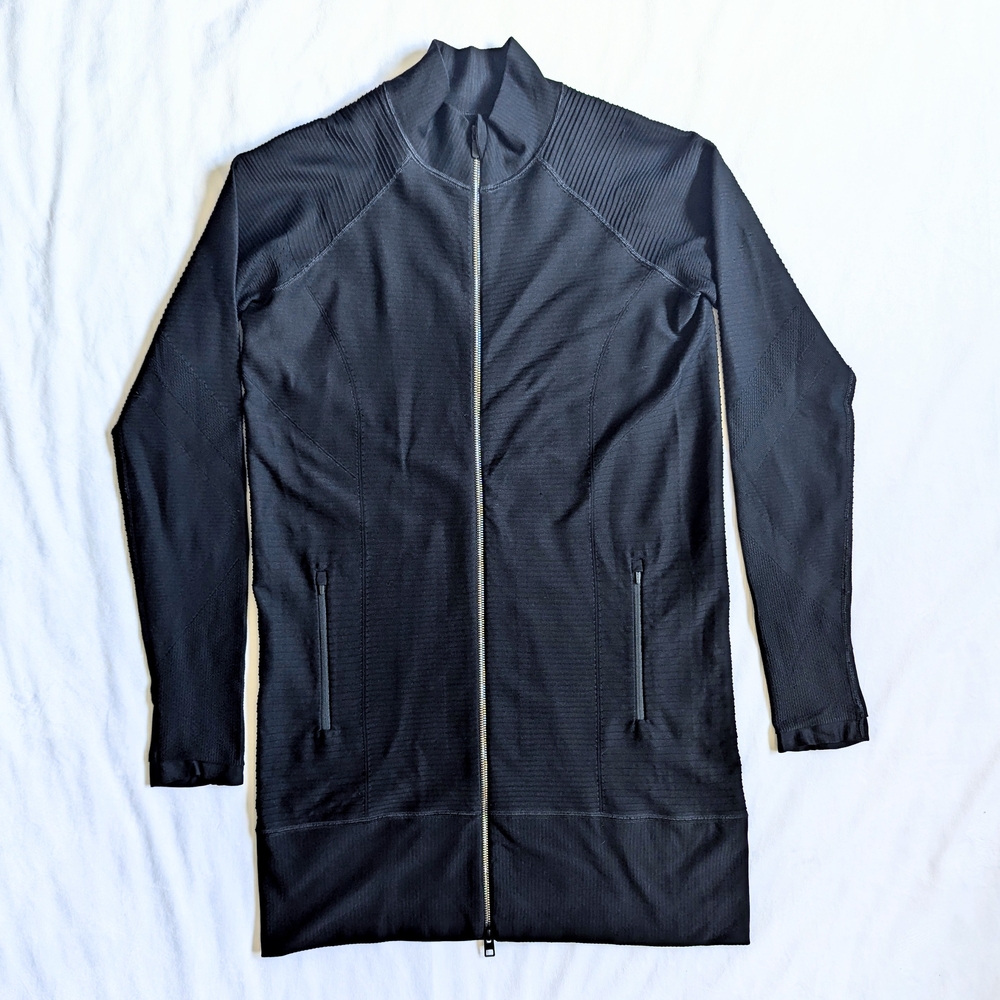Womens Athleta S Rye Full Zip Jacket Black Mesh Ventilation Zip Pockets Stretch